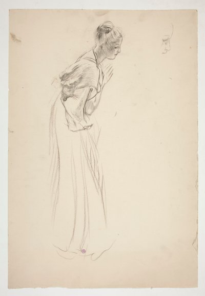 Skizze einer Frau, gebeugt und betend von Edwin Austin Abbey