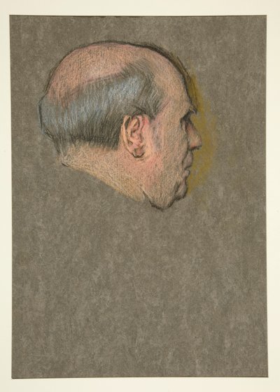 Studie. Kahlköpfiger Mann für die Krönung von Edward VII von Edwin Austin Abbey