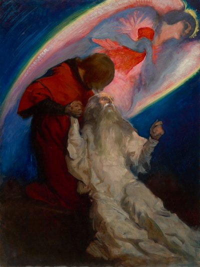 Studie für Amfortas, befreit von Galahad, in Die Suche und das Erreichen des Heiligen Grals, Buchauslieferungsraum, Boston Public Library von Edwin Austin Abbey