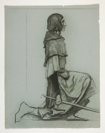 Studie für Der Schlüssel zur Burg, aus Die Suche nach dem Heiligen Gral (eine Serie von fünfzehn Gemälden für die Boston Public Library, abgeschlossen 1901) von Edwin Austin Abbey