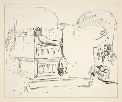 Studie für Die Suche nach dem Heiligen Gral (Serie von fünfzehn Gemälden für die Boston Public Library, abgeschlossen 1901) von Edwin Austin Abbey