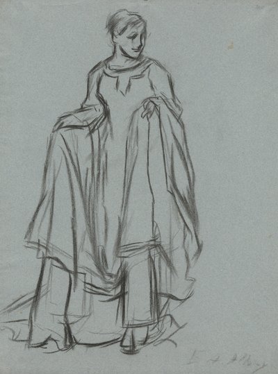 Studie für drapierte Frau, Figurenstudie für Die Suche nach dem Heiligen Gral (Serie von 15 Gemälden für die Boston Public Library, abgeschlossen 1901) von Edwin Austin Abbey