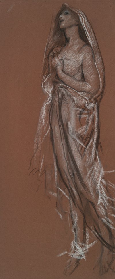 Studie für die Figur von 4 Uhr (?) von Edwin Austin Abbey