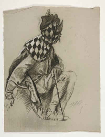 Studie eines Narren (unbenutzt), für die Suche nach dem Heiligen Gral (eine Serie von fünfzehn Gemälden für die Boston Public Library, abgeschlossen 1901) von Edwin Austin Abbey