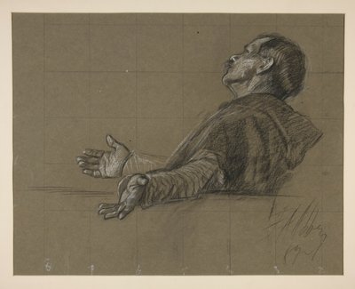 Studie einer bekleideten Figur, für die Wandgemälde-Serie Die Suche nach dem Heiligen Gral in der Boston Public Library von Edwin Austin Abbey