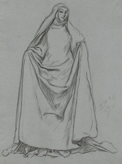Studie einer weiblichen Figur (verso: männliche Figur) von Edwin Austin Abbey