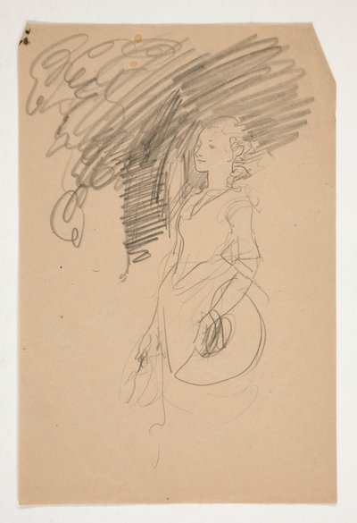Studie einer Frau im Kostüm des XVIII. Jahrhunderts, die ihren Hut hält von Edwin Austin Abbey