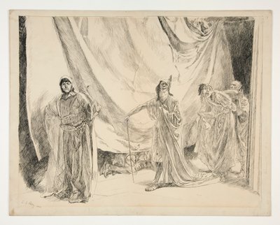 Der Wiedereintritt der Spieler, Illustration für Akt V, Szene I, Ein Sommernachtstraum von Edwin Austin Abbey