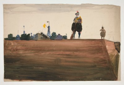 Zwei Wachen auf einer Festungsmauer von Edwin Austin Abbey