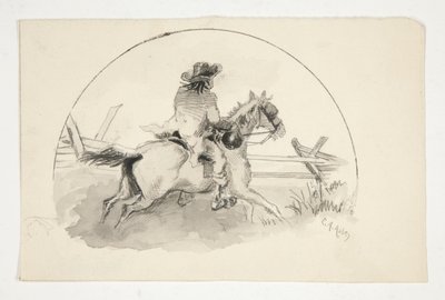 Unidentifizierte Illustration [Mann zu Pferd] von Edwin Austin Abbey