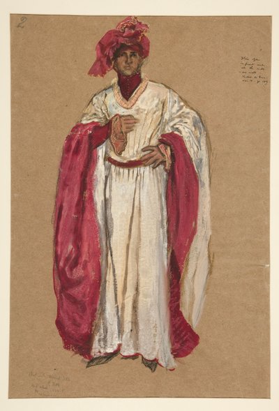 Unbekannter Mann in rotem Gewand, Kostümentwurf für König Richard II von Edwin Austin Abbey