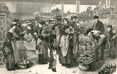 Der Blumenmarkt, Covent Garden, London von Edwin Buckman