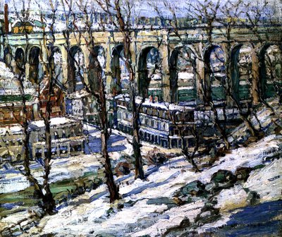 Hohe Brücke am Harlem River, USA, ca. 1907 von Edwin H. Gunn