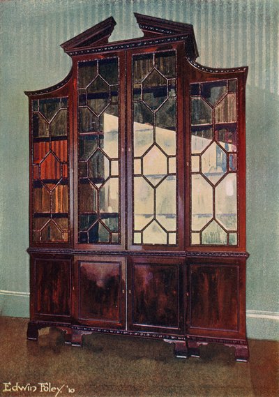 Geschnitzter Chippendale-Bibliotheksschrank von Edwin John Foley