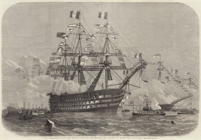 Die Cherbourg-Feste, Ihre Majestät besucht den Kaiser und die Kaiserin an Bord der Bretagne von Edwin Weedon