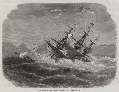 Das Wrack der HMS Orpheus auf der Manukau-Bar, Neuseeland von Edwin Weedon