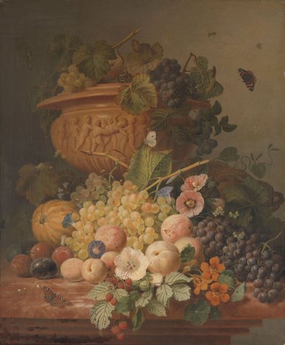 Stillleben mit Blumen und Früchten von Eelke-Jelles Eelkema