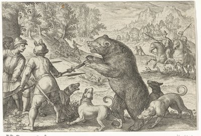 Landschaft mit Bärenjagd von Egbert Jansz.