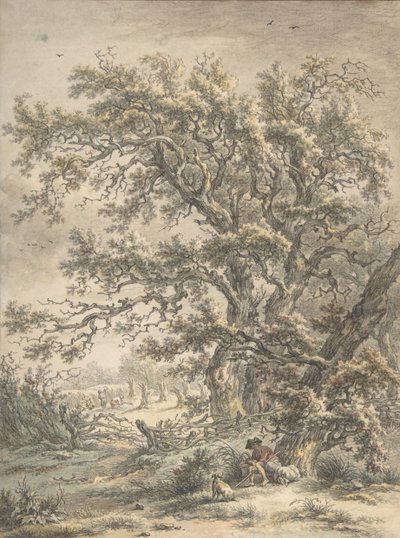 Ein Mann ruht unter einem Baum, n.d. von Egbert van Drielst