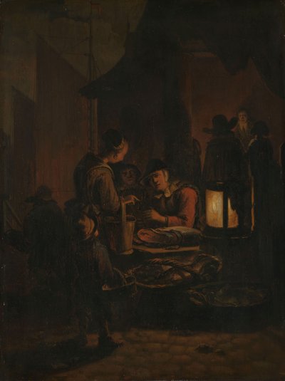 Fischmarkt bei Nacht von Egbert van der Poel