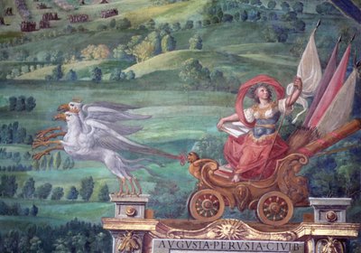 Wagen gezogen von Greifen, Detail aus der 