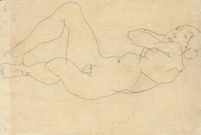 Weiblicher Akt mit hinter dem Kopf verschränkten Händen, 1914 von Egon Schiele