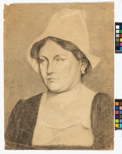 Porträt einer Frau mit Holländerhaube von Egon Schiele