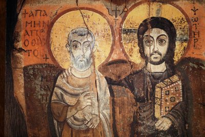 Jesus und Menas in einer Ikone aus dem sechsten Jahrhundert von Egyptian