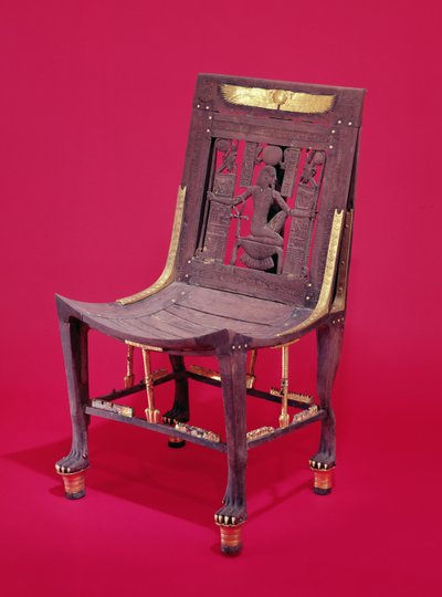 Stuhl, aus dem Grab von Tutanchamun, das den Geist der Millionen Jahre darstellt, Neues Reich von Egyptian 18th Dynasty