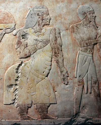 Königin von Punt, Detail der Szene, die die Expedition ins Land Punt darstellt, bemaltes Relief, Kolonnade von Punt, Totentempel von Hatschepsut, Deir el-Bahari, Nekropole von Theben (UNESCO-Welterbeliste) von Egyptian 18th Dynasty