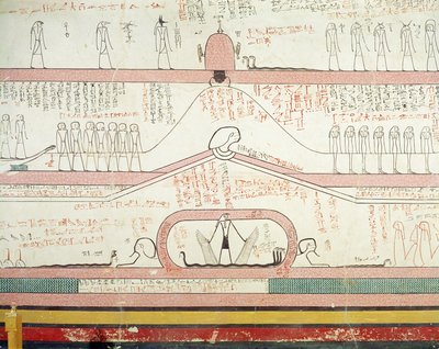 Szene aus dem Buch Amduat, die die Reise in die Unterwelt zeigt, Neues Reich (Wandmalerei) von Egyptian 18th Dynasty