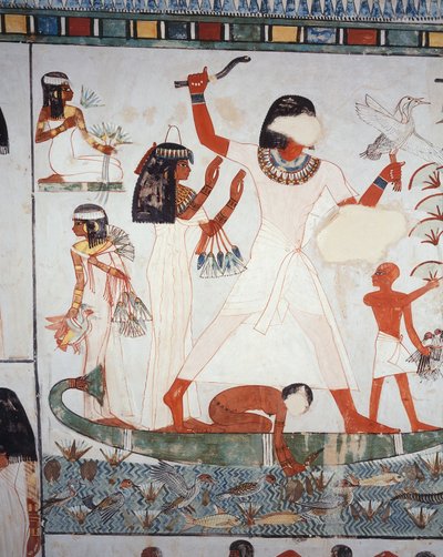 Szene des Jagens und Fischens in den Sümpfen, Fresko, Nordwand, Längskammer, Thebanisches Grab TT69, Sheikh Abd el-Qurna, Theben (Unesco-Welterbeliste) von Egyptian 18th Dynasty