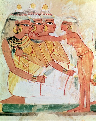 Die Toilette der Frauen, aus dem Grab des Nakht, Neues Reich, ca. 1400 v. Chr. von Egyptian 18th Dynasty