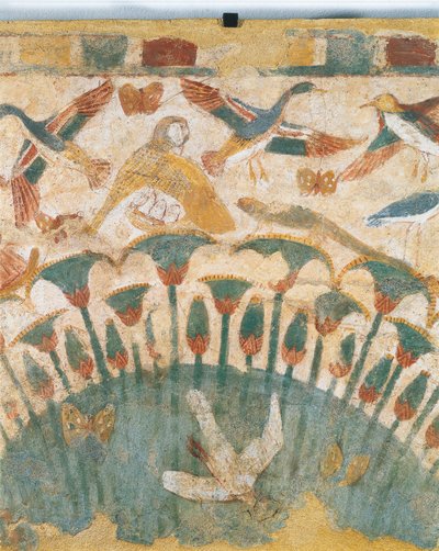 Wandmalerei, die Flora und Fauna der Sümpfe entlang des Nils darstellt, aus dem Grab von Neferhetep (Detail) von Egyptian 18th Dynasty
