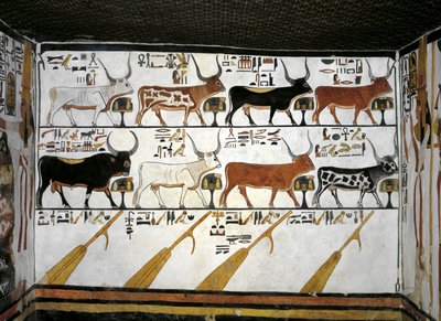 Ägypten, Theben, Luxor, Tal der Königinnen, Grab von Nefertari, Anhang zur Vorkammer, Wandmalereien, Illustriertes Totenbuch, Kapitel 89 von Egyptian 19th Dynasty
