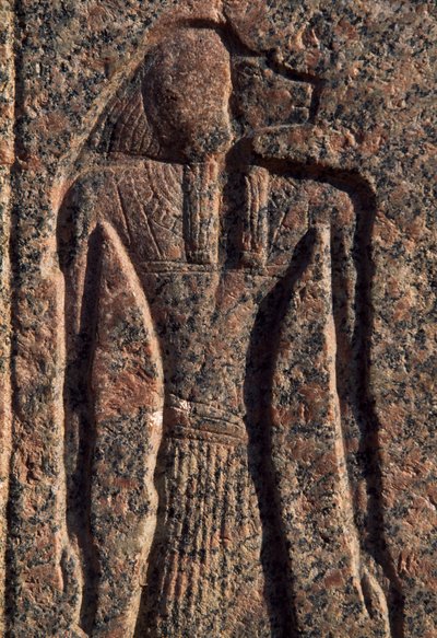 Inschrift und Relief von Anubis und einem anderen Gott, Amenhoteps Sarkophag, Memphis (Unesco-Welterbeliste) von Egyptian 19th Dynasty