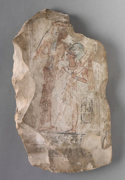 Ostrakon: Ramses II. wird von einer Göttin gesäugt, ca. 1279-1213 v. Chr. von Egyptian 19th Dynasty