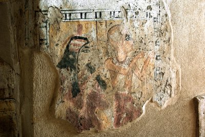 Ägyptische Antike: Darstellung von Shuroy und seiner Frau im Gebet. Malerei des Grabes von Shuroy (TT13). 20. Dynastie. 1190-1077 v. Chr. Nekropole von Dra Abu el-Naga, Westufer von Luxor, Ägypten von Egyptian 20th Dynasty