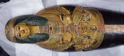 Innerer Deckel der Mumie von Nesyamun, möglicherweise gefunden in Deir El-Bahri, Neues Reich, ca. 1100 v. Chr. (Detail) von Egyptian 20th Dynasty