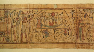 Buch der mythologischen Bilder von Nespakachuty, die Trennung von Himmel und Erde mit dem Sonnenboot von Egyptian 21st Dynasty