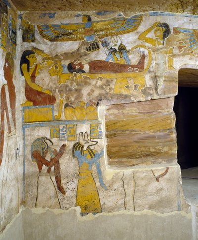Wandmalereien aus der Grabkammer des Grabes von Pa Nentwy, Bahariya-Oase, Gizeh, Ägypten. Ägyptische Zivilisation, 26. Dynastie, 663-525 v. Chr. von Egyptian 26th Dynasty