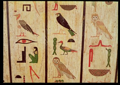 Der Sarkophag von Psamtik I (664-610 v. Chr.) Detail der Hieroglyphen, Spätzeit von Egyptian 26th Dynasty
