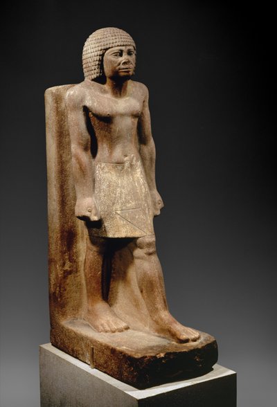 Schreitende Figur, ca. 2575-2465 v. Chr. (bemalter Quarzit) von Egyptian 4th Dynasty