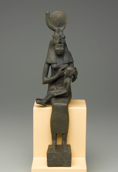 Sitzende Statuette der Isis mit Horus (Bronze) von Egyptian Ptolemaic Period