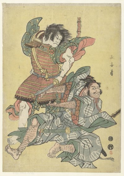 Asahina no Saburo im Kampf mit Soga no Goro von Eishōsai Chōki