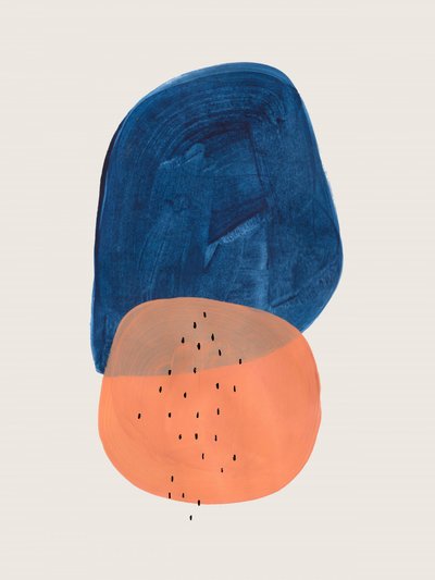 Abstrakte Blau Orange Formen von Ejaaz Haniff