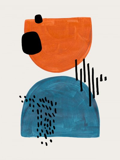 Orange-Blaue Abstrakte Formen von Ejaaz Haniff