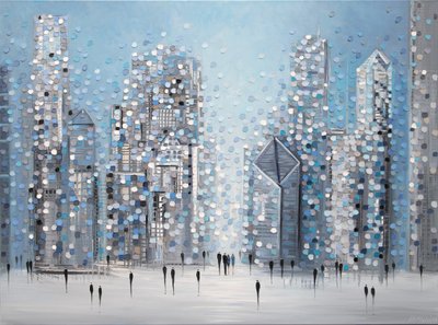 Gepunktete Stadtlandschaft Blau von Ekaterina Ermilkina