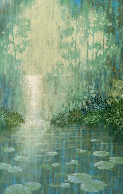Leuchtender Waldteich von Ekaterina Prisich