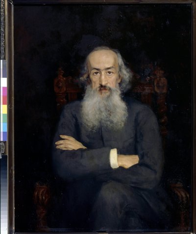 Porträt des Historikers Konstantin Bestuschew-Rjumin (1829-1897) - Gemälde von Ekaterina Sergeevna Zarudnaya Kavos (1862-1918), Öl auf Leinwand (101x79 cm) von Ekaterina Sergeevna Zarudnaya Kavos
